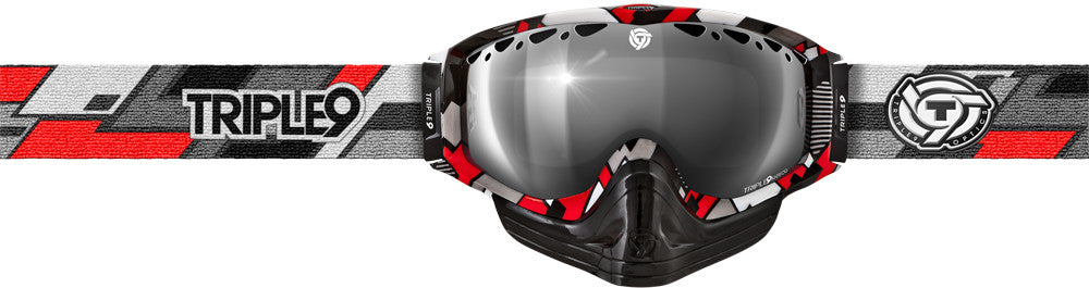 TRIPLE 9 Switch Goggle Red/White/Grey W/Chrome/Light Amber Lens 37-2351