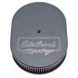 Edelbrock Air Cleaner Victor Series Oval Aluminum Top Cloth Element 11 875In X 8 25In X 3 75In Black 42203