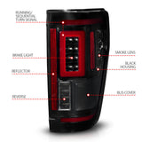 ANZO 21-23 Ford F-150 LED Taillights Seq. Signal w/BLIS Cover - Smoke Blk (For Factory Halogen ONLY) 311476