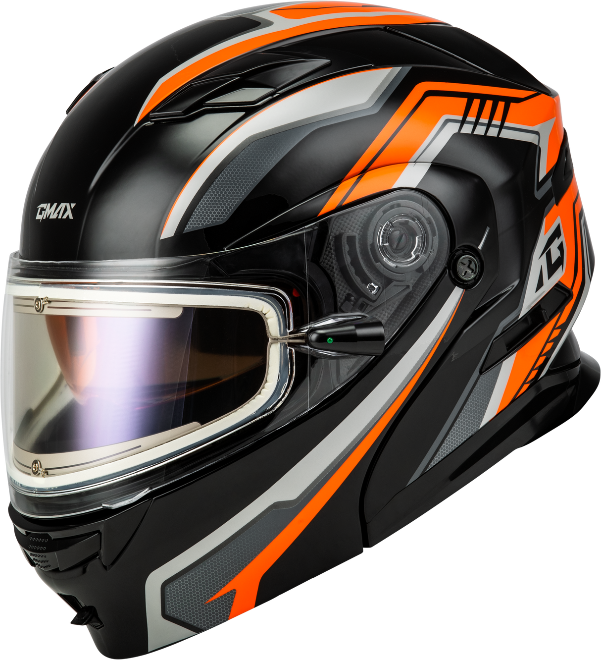 GMAX Md-01s Transistor Snow Helmet W Electric Shld Orange/Blk Lg M40139286