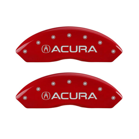 MGP 4 Caliper Covers Engraved Front & Rear Acura Red finish silver ch 39001SACURD
