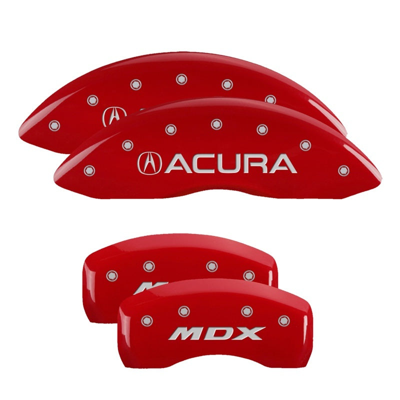 MGP 4 Caliper Covers Engraved Front & Rear Acura Red finish silver ch 39001SACURD