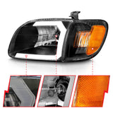 ANZO 00-04 Toyota Tundra (Fits Reg/Acc Cab Only) Crystal Headlights w/Light Bar Black w/Corner Light 111579