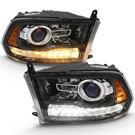 ANZO 2009-2018 Dodge Ram 1500 Projector Plank Style Switchback H.L Halo Black Amber (OE Style) 111439