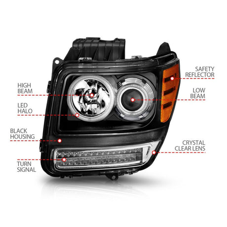 ANZO 2007-2012 Dodge Nitro Projector Headlights w/ Halo Black (CCFL) G2 111145
