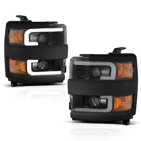 ANZO Projector Headlights 15-17 Chevrolet Silverado 2500HD / 3500HD Black w/ Black Rim 111364