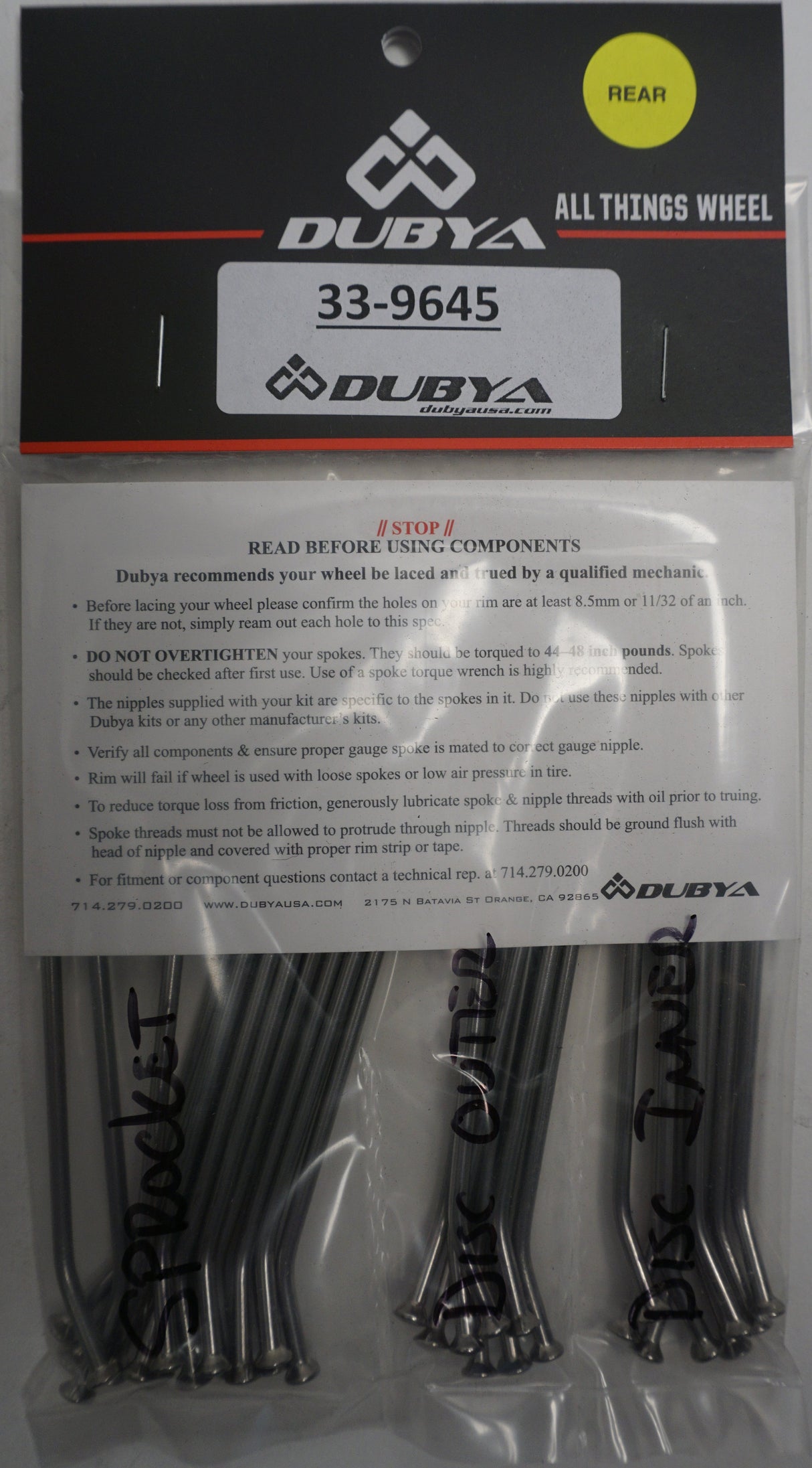 BULLDOG Rear Spoke Kit 12" 33-9645