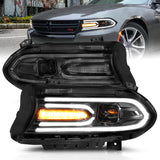 ANZO 2015-2018 Dodge Charger Projector Headlights Plank Style Black 121559