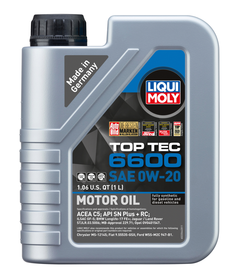 LIQUI MOLY 1L Top Tec 6600 Motor Oil SAE 0W20 22044