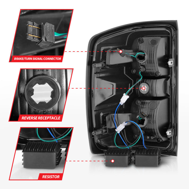 ANZO 15-19 Chevy Silverado 2500HD/3500HD (Factory Halogen Only) LED Tail Lights Black w/Clear Lens 311423