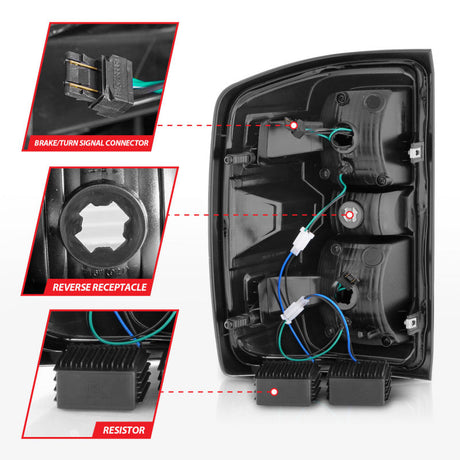 ANZO 15-19 Chevy Silverado 2500HD/3500HD (Factory Halogen Only) LED Tail Lights Black w/Clear Lens 311423