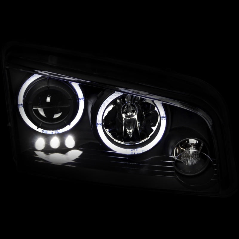 ANZO 2006-2010 Dodge Charger Projector Headlights w/ Halo Black 121381