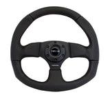 NRG Reinforced Steering Wheel (320mm Horizontal / 330mm Vertical) Leather w/Black Stitching RST-009R
