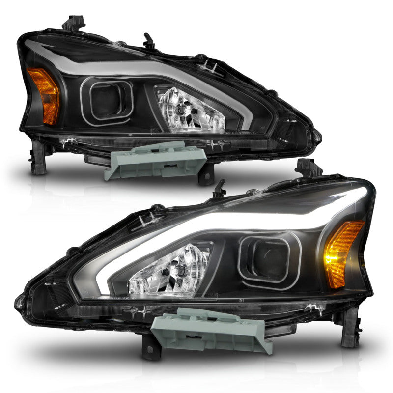 ANZO 13-15 Nissan Altima (w/o Factory HID Bulbs) Projector Headlights - w/ Light Bar Black Housing 121569