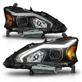 ANZO 13-15 Nissan Altima (w/o Factory HID Bulbs) Projector Headlights - w/ Light Bar Black Housing 121569