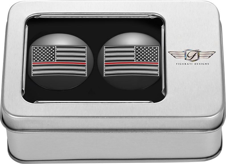 FIGURATI DESIGNS Swing Arm Covers - Red Line American Flag - Custom - Black - Reversed FD75-AFRL-BLK