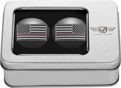 FIGURATI DESIGNS Swing Arm Covers - Red Line American Flag - Custom - Black - Reversed FD75-AFRL-BLK