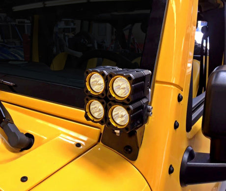 KC HiLiTES 07-18 Jeep JK A-Pillar Windshield Light Mount Bracket Set (Pair) - Black 7316