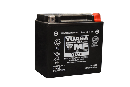 Yuasa YTX14L Maintenance Free AGM 12 Volt Battery