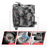 ANZO Projector Headlights 15-17 Chevrolet Silverado 2500HD / 3500HD Chrome w/ Chrome Rim 111366