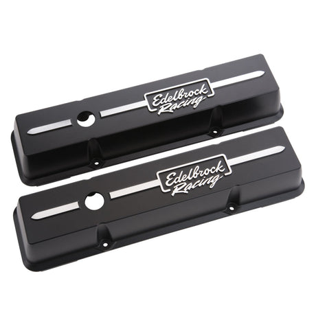 Edelbrock Valve Cover Racing Series Chevrolet 1959-1986 262-400 CI V8 Low Black 41633