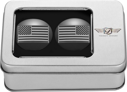 FIGURATI DESIGNS Swing Arm Covers - Black Contrast Cut American Flag - Custom - Reversed - Black FD26R-AF-CC-BK