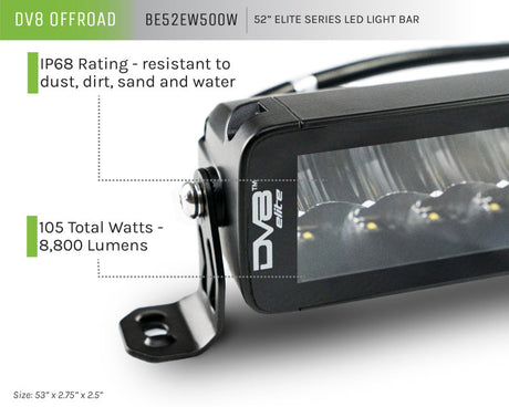 DV8 Offroad 52in Elite Series Light Bar 500W LED - Black BE52EW500W