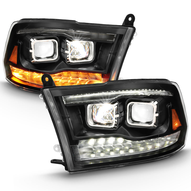 ANZO 2009-2018 Dodge Ram 1500 Led Projector Plank Style Switchback H.L Halo Black Amber (OE Style) 111464