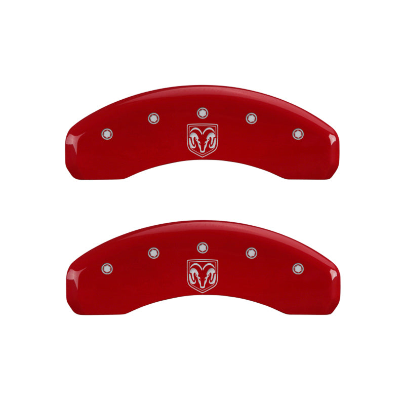 MGP 4 Caliper Covers Engraved Front RAM Engraved Rear RAMHEAD Red finish silver ch 55001SRMHRD