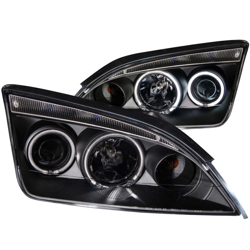 ANZO 2005-2007 Ford Focus Projector Headlights w/ Halo Black 121198