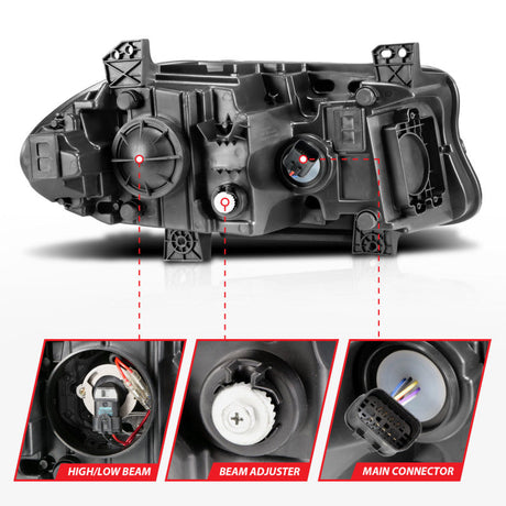 ANZO 2015-2018 Dodge Charger Projector Headlights Plank Style Black 121559