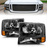 ANZO 2000-2004 Ford Excursion Crystal Headlights Black 111080
