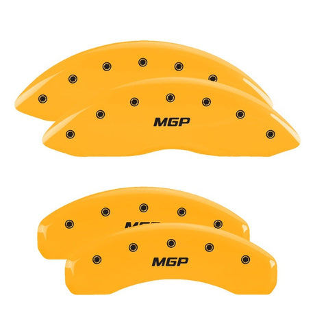 MGP 4 Caliper Covers Engraved Front & Rear Bowtie Black finish silver ch 14234SBOWBK