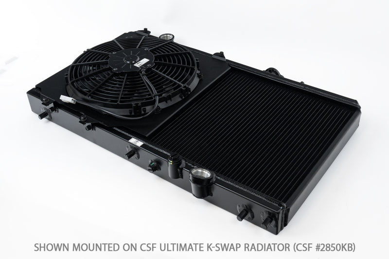 CSF 92-00 Honda Civic All-Aluminum Fan Shroud w/12in SPAL Fan - Black Finish 2858FB
