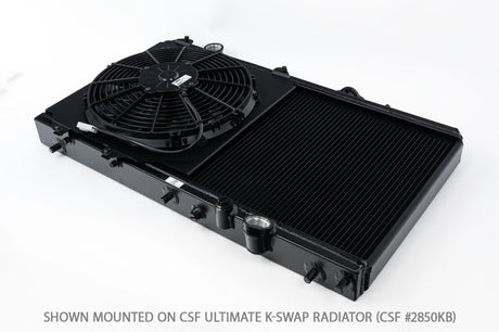 CSF 92-00 Honda Civic All-Aluminum Fan Shroud w/12in SPAL Fan - Black Finish 2858FB