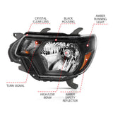 ANZO 2012-2015 Toyota Tacoma Crystal Headlights Black 111395