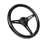 NRG Classic Wood Grain Steering Wheel (350mm) Black Sparkled Grip w/Black 3-Spoke Center ST-015BK-BSB