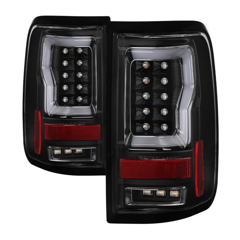 Spyder 04-08 Ford F-150 Projector Tail Lights - Light Bar DRL LED - Black ALT-YD-FF15004V2-LBLED-BK 5084170