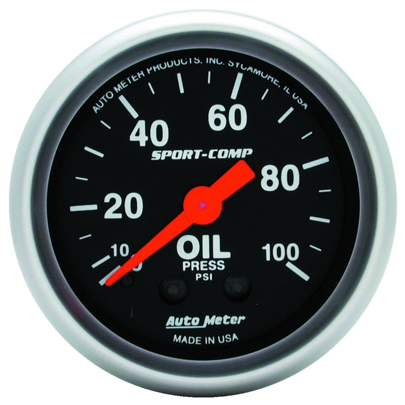 Autometer Sport Comp 52mm Mechanical 0-100 PSI Oil Pressure Gauge 3321
