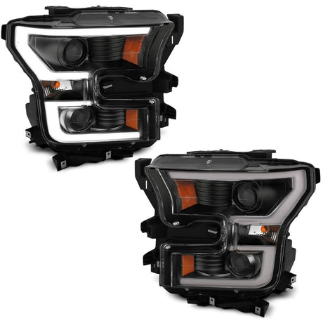 ANZO 2015-2017 Ford F-150 Projector Headlights w/ Plank Style Switchback Black w/ Amber 111357