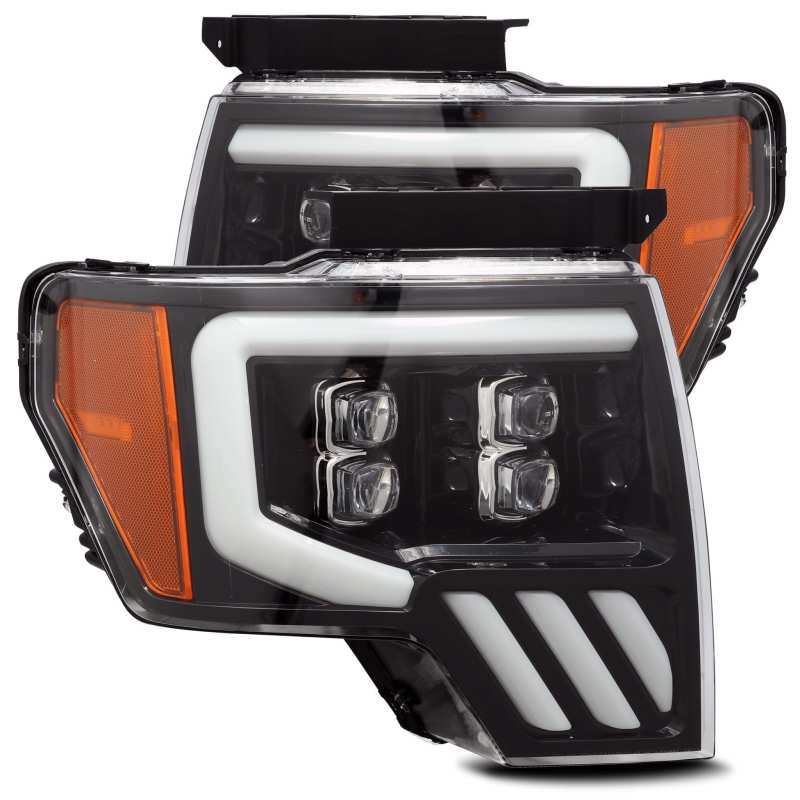 AlphaRex 09-14 Ford F-150 NOVA LED Proj Headlights Plank Style Gloss Black w/Activ Light/Seq Signal 880190