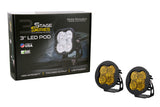 Diode Dynamics SS3 LED Pod Sport - Yellow SAE Fog Round (Pair) DD6142P
