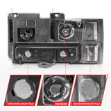 ANZO 88-98 Chevrolet C1500 Crystal Headlights w/Light Bar Chrome Housing w/ Signal Side Markers 8Pcs 111529