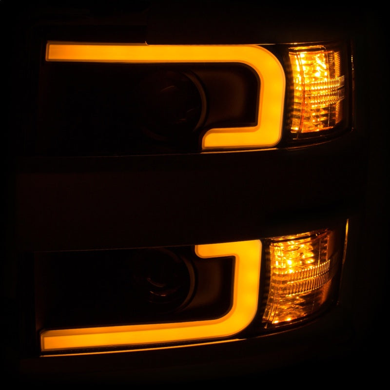 ANZO Projector Headlights 15-17 Chevrolet Silverado 2500HD / 3500HD Black w/ Chrome Rim 111365