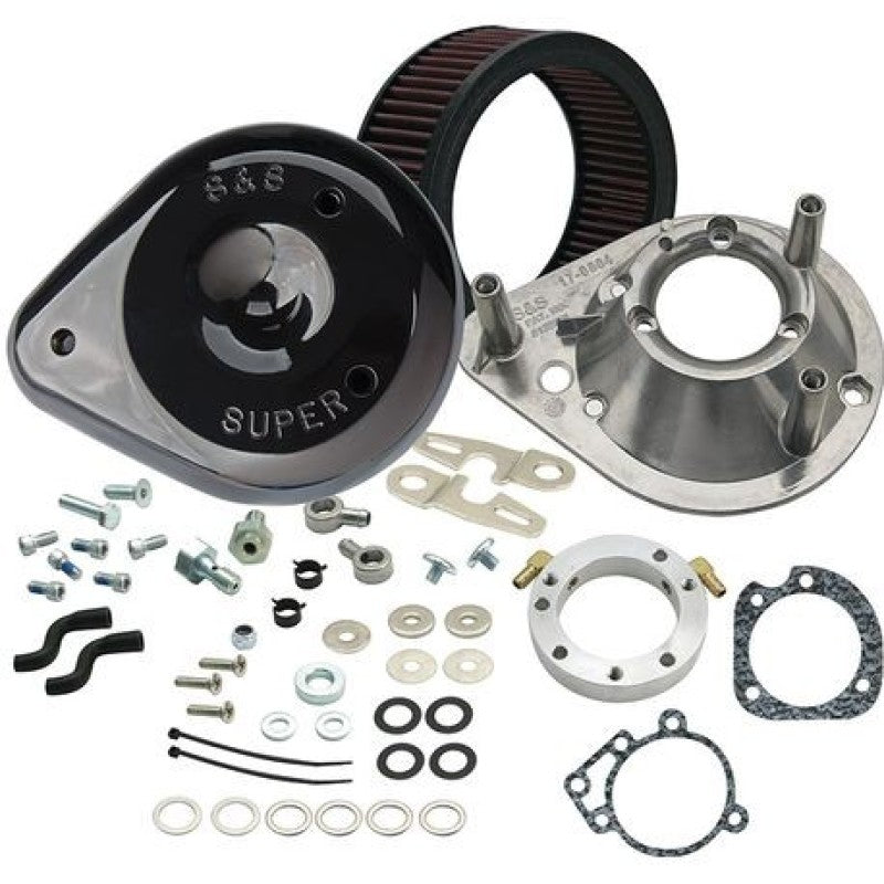 S&S Cycle 08-16 Touring Stock Bore Throttle By Wire Teardrop Air Cleaner Kit - Gloss Black 170-0312B