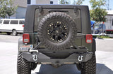 DV8 Offroad 07-18 Jeep Wrangler JK Rear Aluminum Bumper w/ Tire Carrier - Black RBSTTB-01