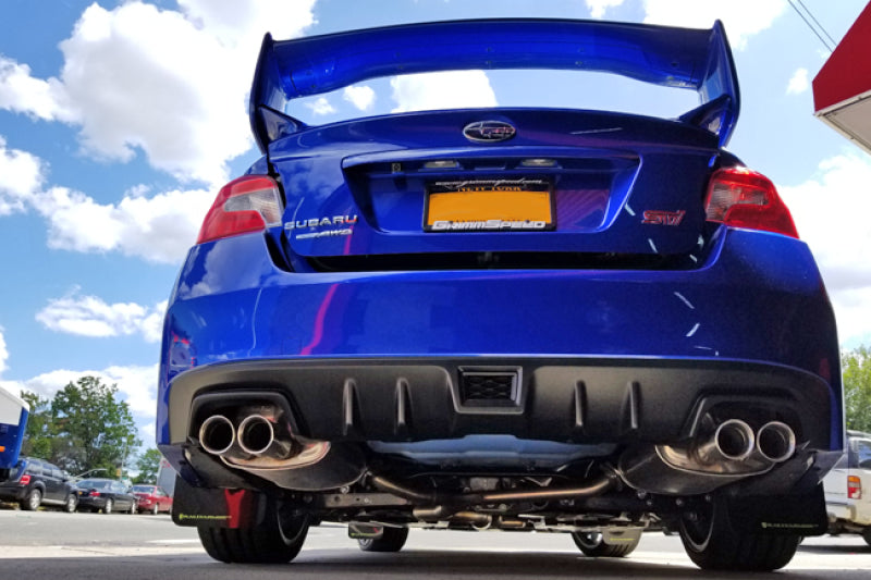Rally Armor 15-18 Subaru WRX/STi Sedan UR Black Mud Flap w/ Green Logo MF32-UR-BLK/CGN