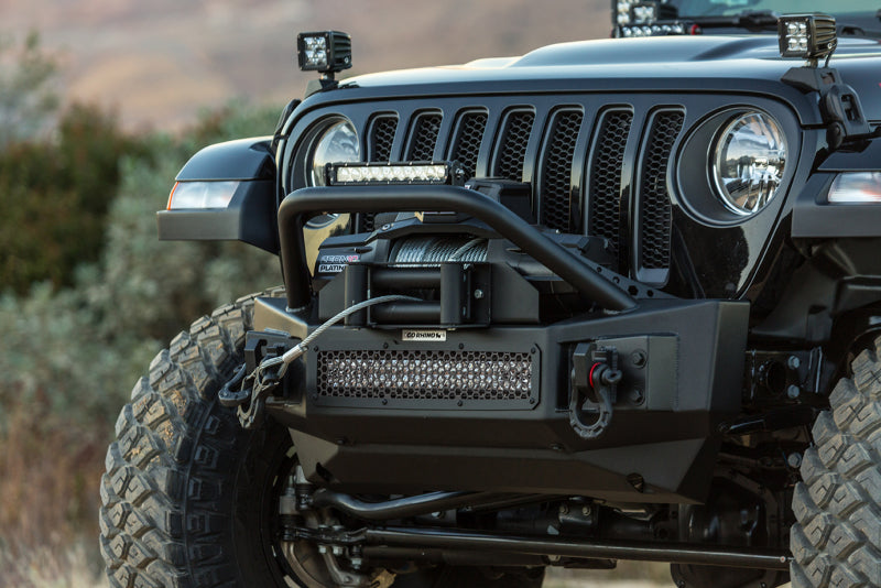Go Rhino 07-20 Jeep Wrangler JL/JLU/JK/JKU/Gladiator JT Rockline Front Stubby Bumper w/ Overrider 331101T