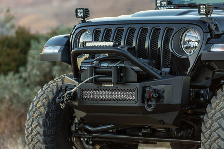 Go Rhino 07-20 Jeep Wrangler JL/JLU/JK/JKU/Gladiator JT Rockline Front Stubby Bumper w/ Overrider 331101T