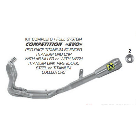 71206CP Arrow K63 S1000RR 20-25/M1000RR 23-24 Competition Evo Full Exhaust Titanium with STEEL headers